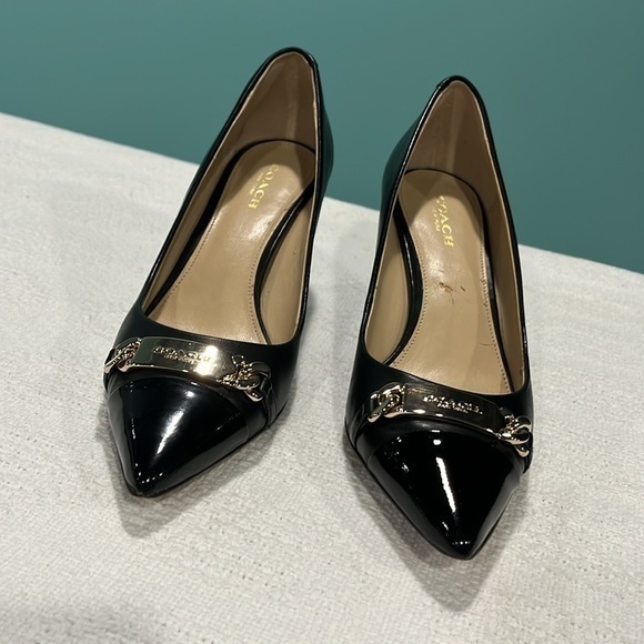Coach heels pumps kitten heel black Bowery gold‎ hardware - Picture 3 of 16